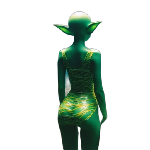 dress, creature, staff, robot transparent PNG cut-out