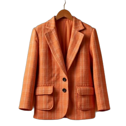 jacket, earth tones, orange, checkered transparent PNG cut-out