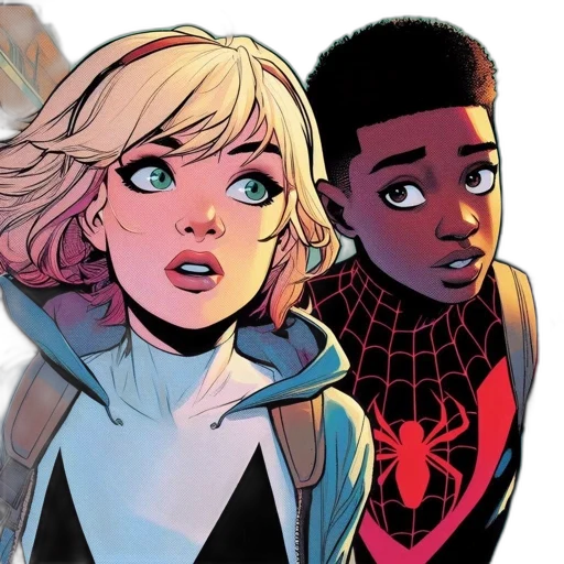 comic book art, concept art, cartoon, two transparent PNG cut-out