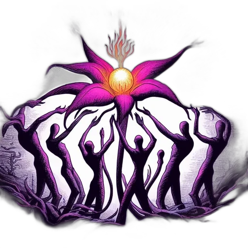 flower, crown, staff, creature transparent PNG cut-out