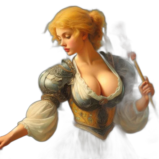 dress, staff, jewelry, fantasy art transparent PNG cut-out