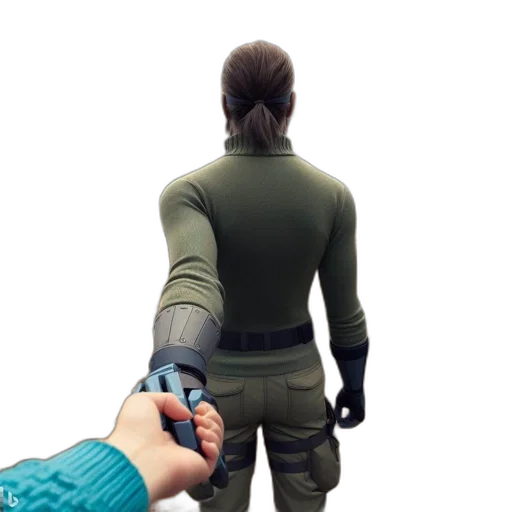 jacket, weapon, staff, robot transparent PNG cut-out