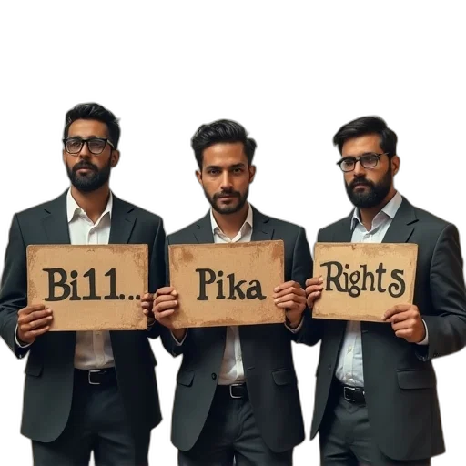 three, men, hold, signs transparent PNG cut-out