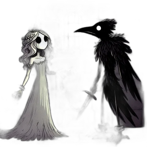 dress, mask, creature, staff transparent PNG cut-out