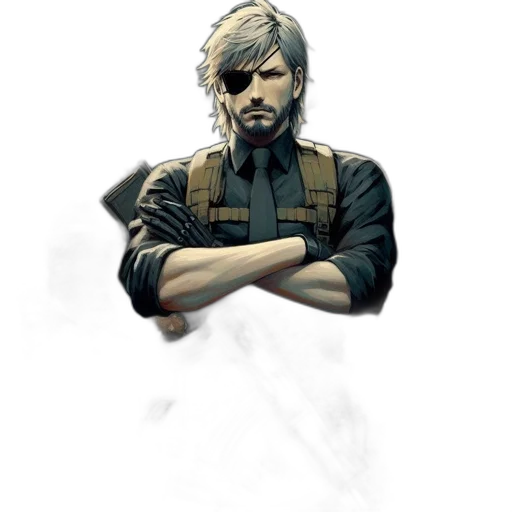 jacket, staff, face, weapon transparent PNG cut-out