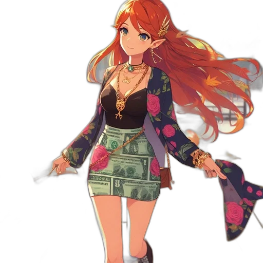 dress, jacket, staff, weapon transparent PNG cut-out