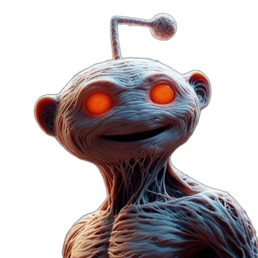 robot, creature, staff, face transparent PNG cut-out