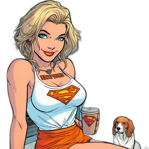 comic book art, cartoon, concept art, blonde transparent PNG cut-out