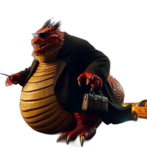 dragon, animal, creature, staff transparent PNG cut-out