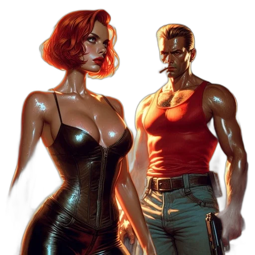 comic book art, concept art, cyberpunk, fantasy art transparent PNG cut-out