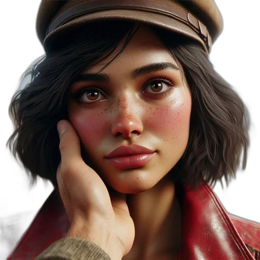 face, hat, jacket, weapon transparent PNG cut-out