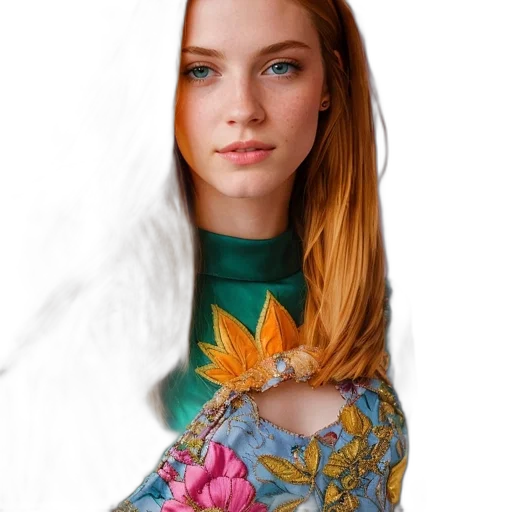 dress, jewelry, jacket, face transparent PNG cut-out