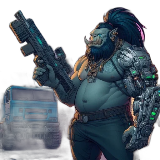 weapon, concept art, cyberpunk, comic book art transparent PNG cut-out
