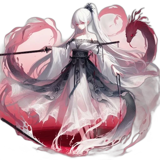 dragon, dress, sword, weapon transparent PNG cut-out