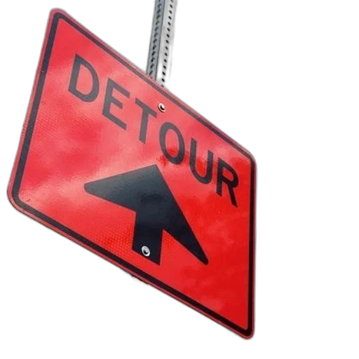 red, detour, sign, black transparent PNG cut-out