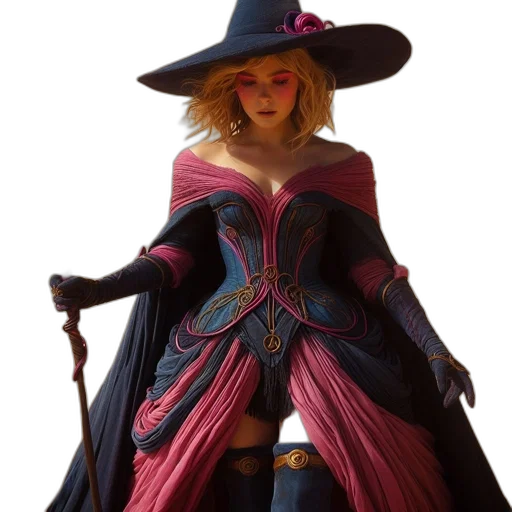 dress, hat, mask, staff transparent PNG cut-out