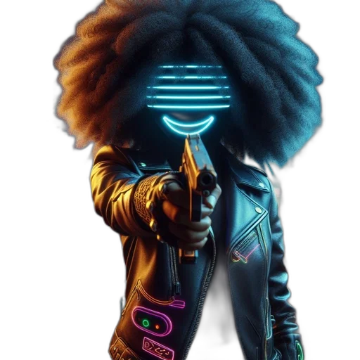 jacket, robot, hair, weapon transparent PNG cut-out