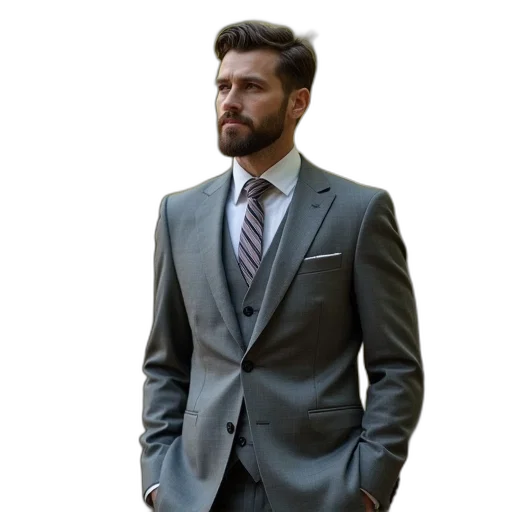 jacket, staff, face, photorealistic transparent PNG cut-out