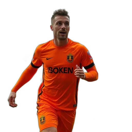 orange, football, player, celebrates transparent PNG cut-out