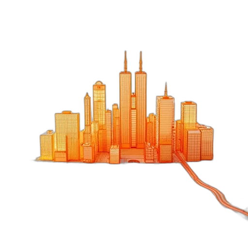 3d render, map, orange, outline transparent PNG cut-out
