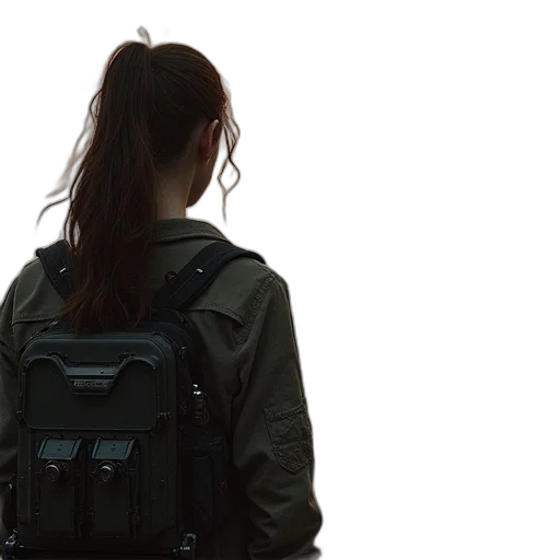 jacket, staff, cyberpunk, outer space transparent PNG cut-out