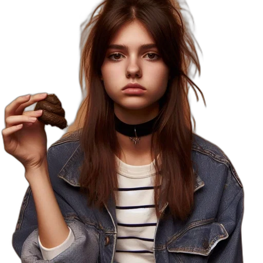 hair, jacket, jewelry, face transparent PNG cut-out