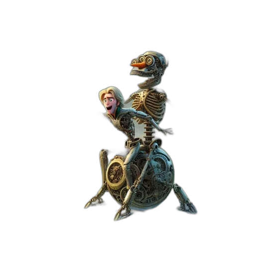 dragon, robot, creature, staff transparent PNG cut-out
