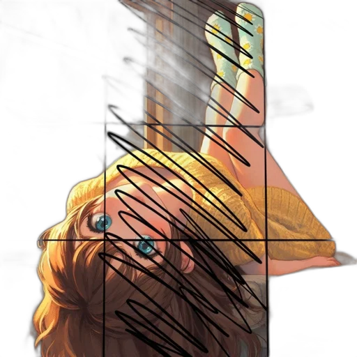 hair, face, dress, weapon transparent PNG cut-out