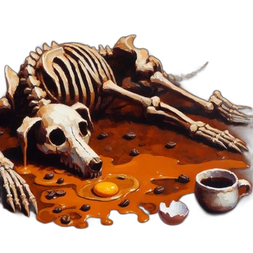 food, animal, photorealistic, oil painting transparent PNG cut-out