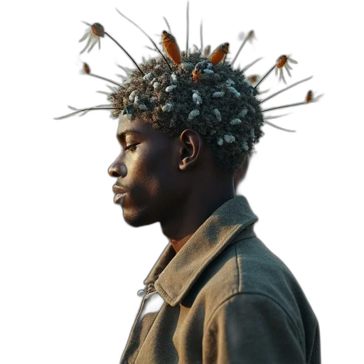 crown, hat, jacket, hair transparent PNG cut-out