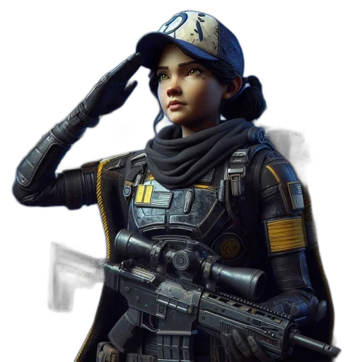 weapon, staff, jacket, face transparent PNG cut-out
