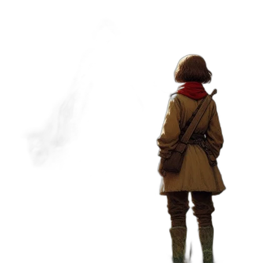 jacket, hat, weapon, staff transparent PNG cut-out