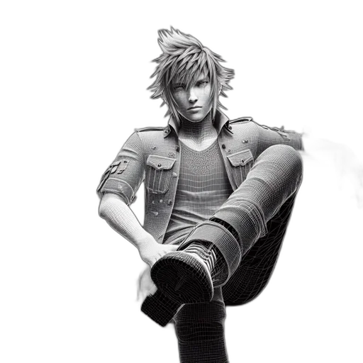 jacket, hair, photorealistic, 3d render transparent PNG cut-out