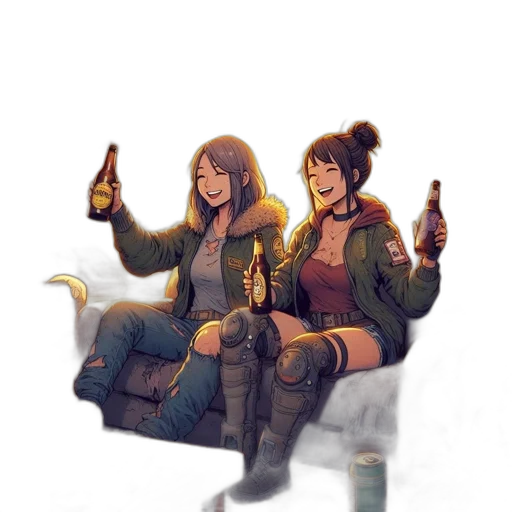 jacket, bottle, concept art, cyberpunk transparent PNG cut-out