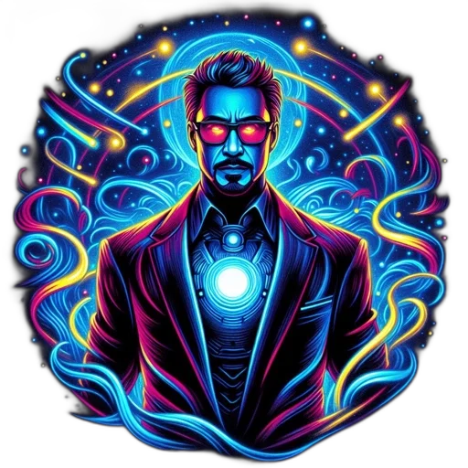 jacket, staff, comic book art, cyberpunk transparent PNG cut-out