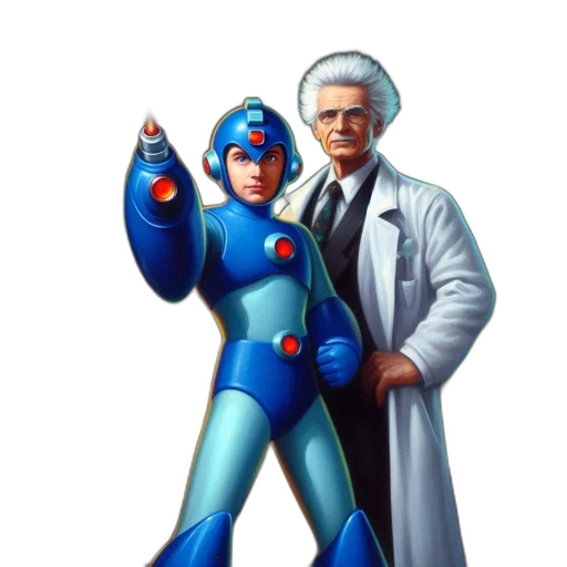 robot, jacket, staff, concept art transparent PNG cut-out