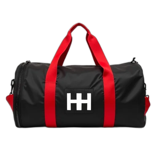 black, red, nylon, duffel transparent PNG cut-out