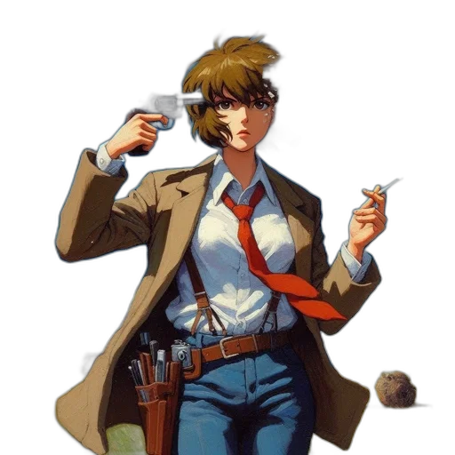 staff, weapon, jacket, concept art transparent PNG cut-out
