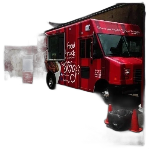 food, red, truck, words transparent PNG cut-out