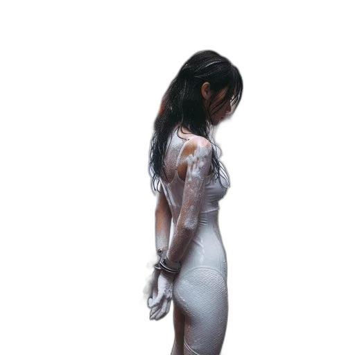 dress, hair, oil painting, photorealistic transparent PNG cut-out