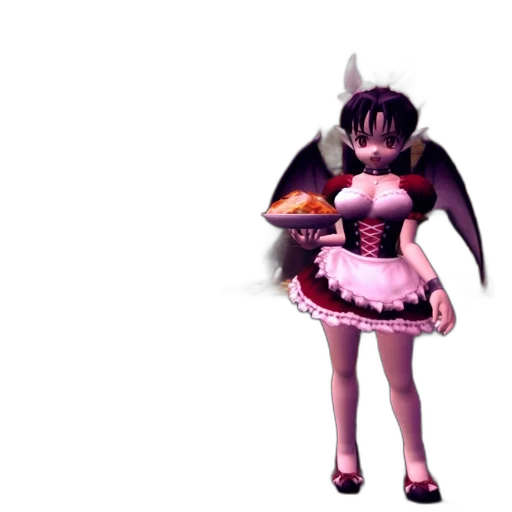 creature, dress, staff, 3d render transparent PNG cut-out