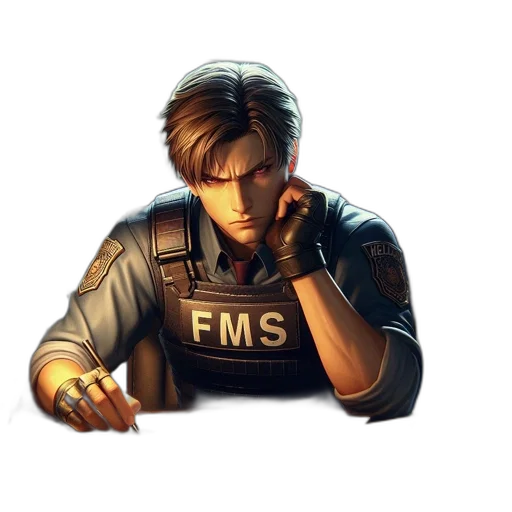 staff, weapon, face, jacket transparent PNG cut-out