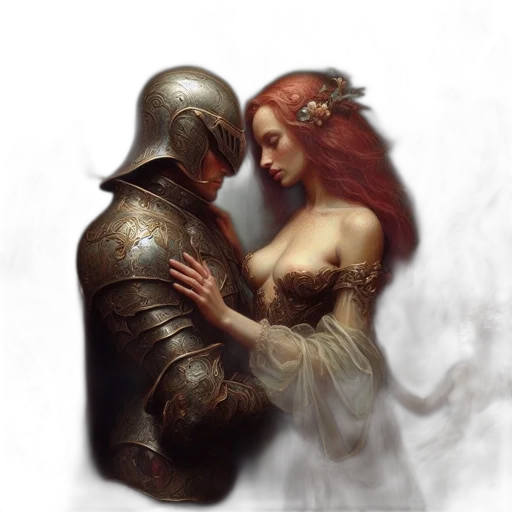 sword, robot, dress, fantasy art transparent PNG cut-out
