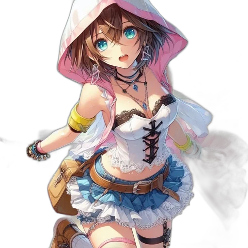 dress, hat, staff, weapon transparent PNG cut-out