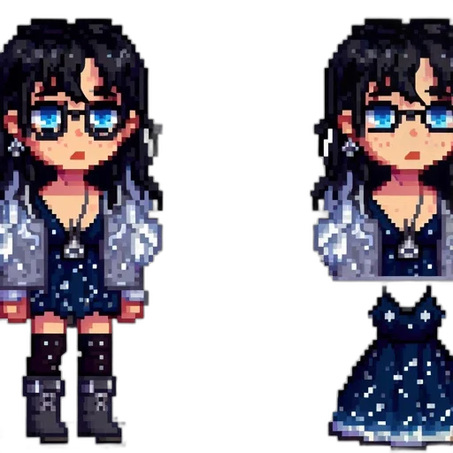 dress, pixel art, anime, cartoon transparent PNG cut-out