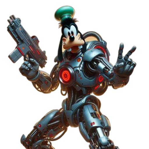 robot, weapon, concept art, 3d render transparent PNG cut-out