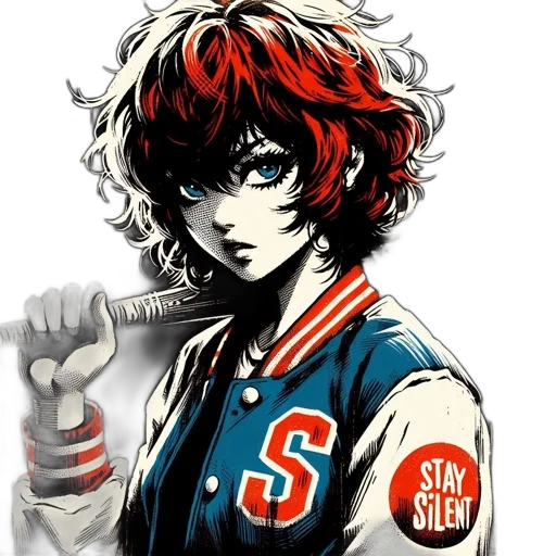 jacket, staff, face, weapon transparent PNG cut-out