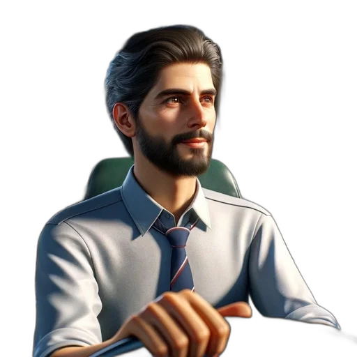 staff, face, jacket, 3d render transparent PNG cut-out