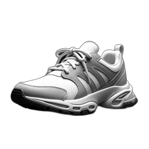 shoes, 3d render, photorealistic, pencil sketch transparent PNG cut-out