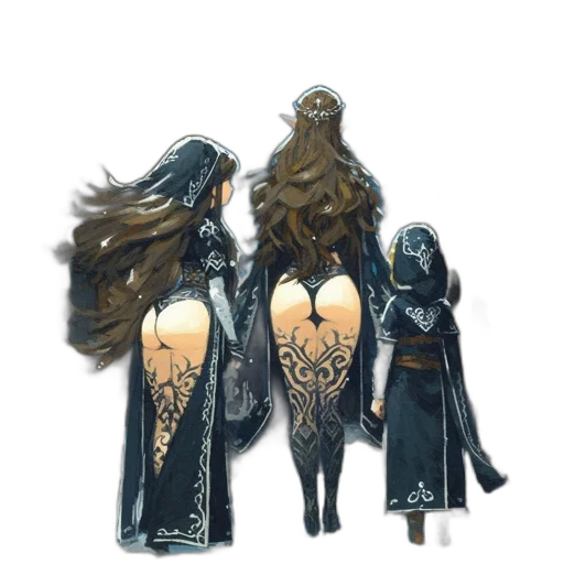 dress, staff, concept art, fantasy art transparent PNG cut-out